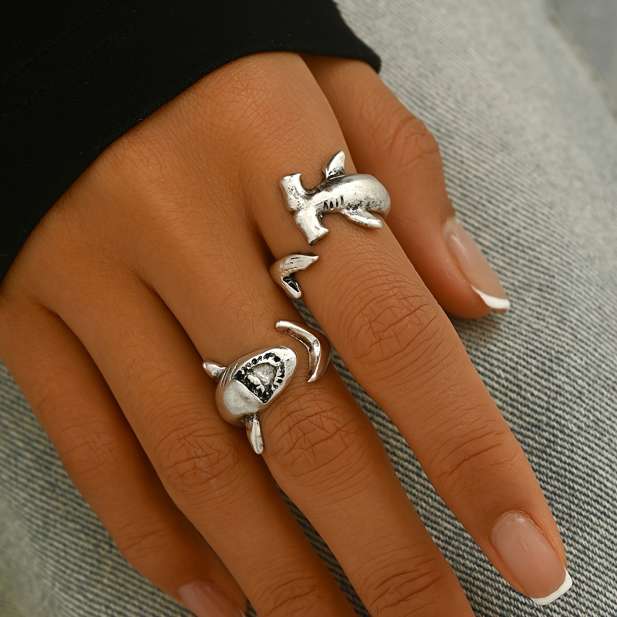 Boho Shark Ring Animal Element Jewelry for Daily Party Accessory